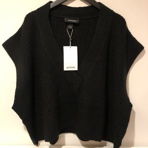 Monki Cropped Knit Vest in Black